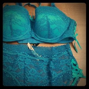 Adore Me Balconet Lace Up Bra & Panty set